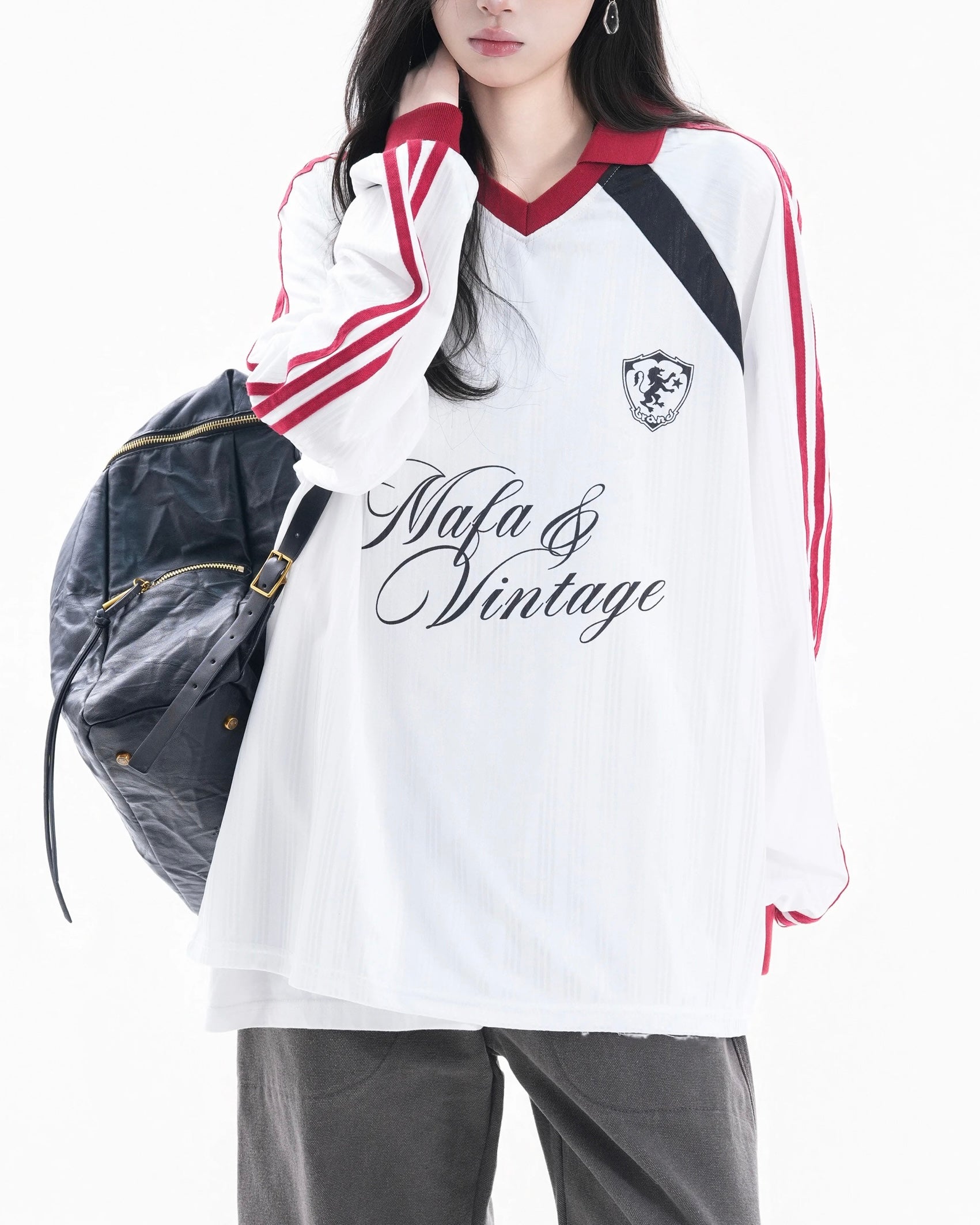 Contrast color stitching sweatshirt