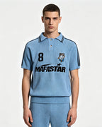 Embroidered collared short-sleeved shirt