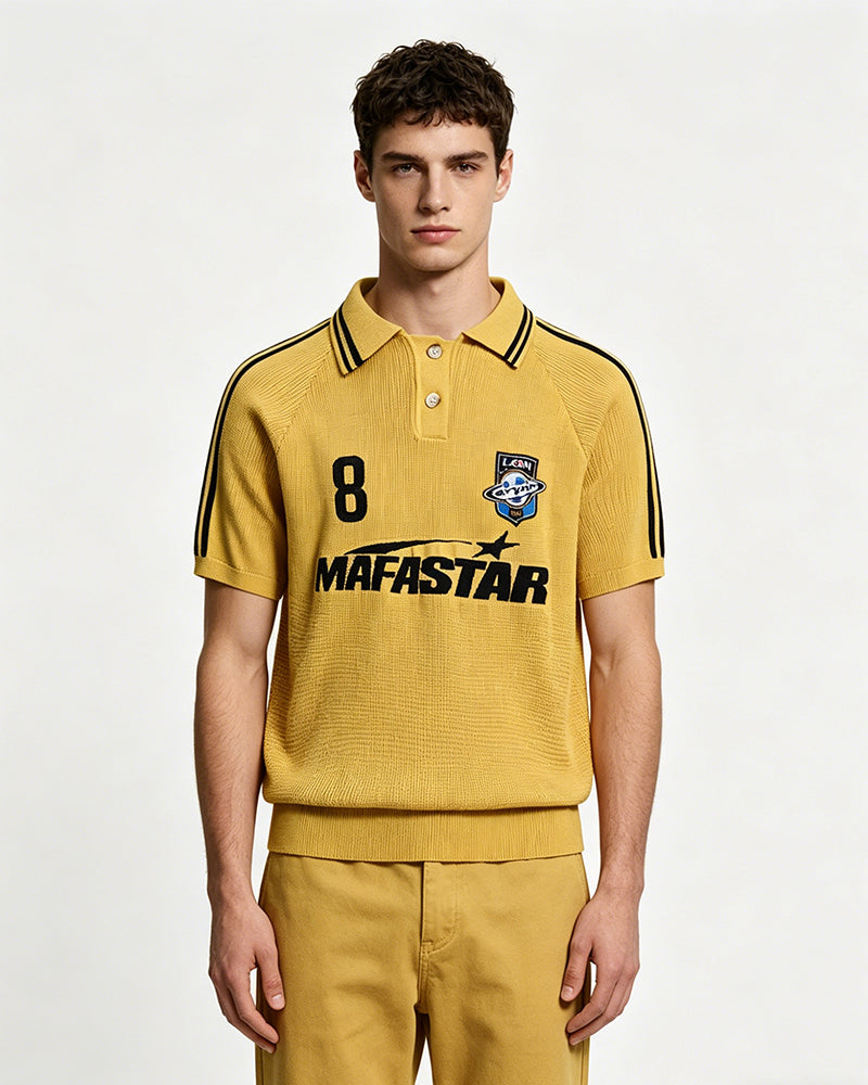 Embroidered collared short-sleeved shirt