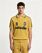 Embroidered collared short-sleeved shirt