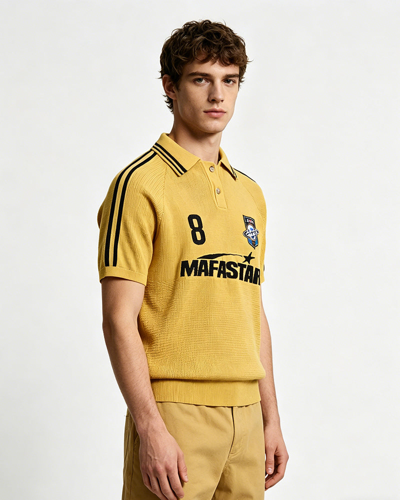 Embroidered collared short-sleeved shirt