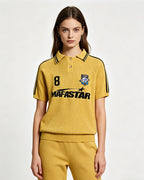 Embroidered collared short-sleeved shirt