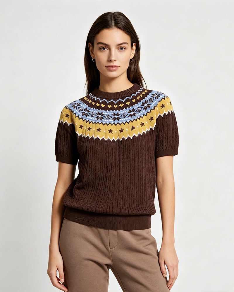Retro knit short sleeve
