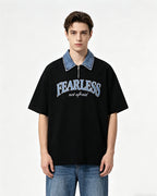 American retro lapel zipper short sleeves