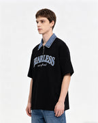 American retro lapel zipper short sleeves