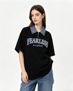 American retro lapel zipper short sleeves
