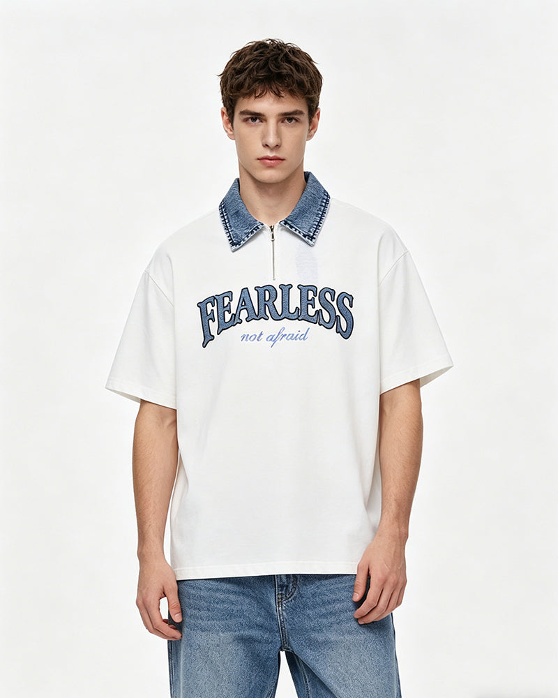 American retro lapel zipper short sleeves