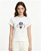 Puppy print short-sleeved T-shirt (women's)