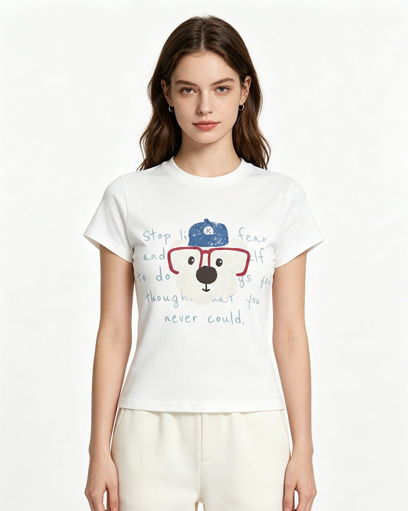 Puppy print short-sleeved T-shirt (women's)