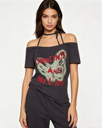 Distressed Slim-Fit Short-Sleeve Top