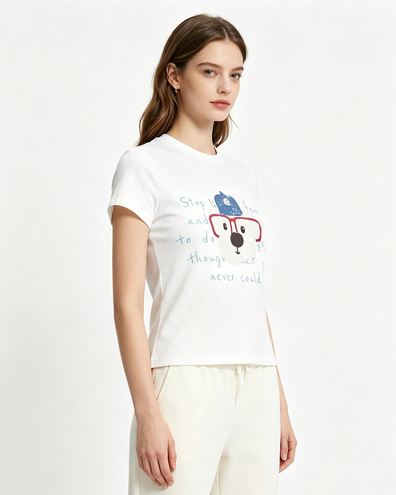 Puppy print short-sleeved T-shirt (women's)