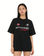Washed letter short sleeves