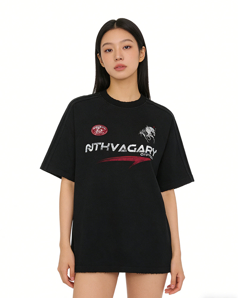 Washed letter short sleeves