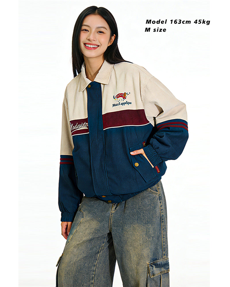Versatile vintage embroidered lapel jacket