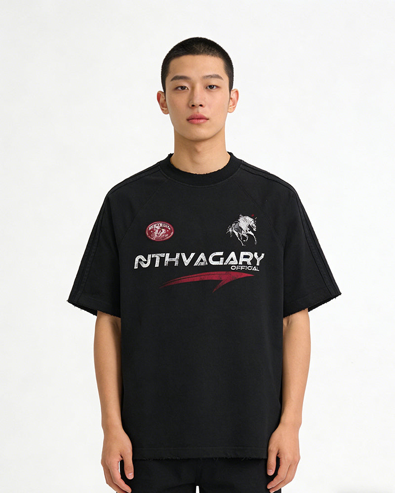 Washed letter short sleeves