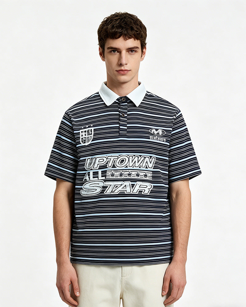Retro striped short-sleeved shirt