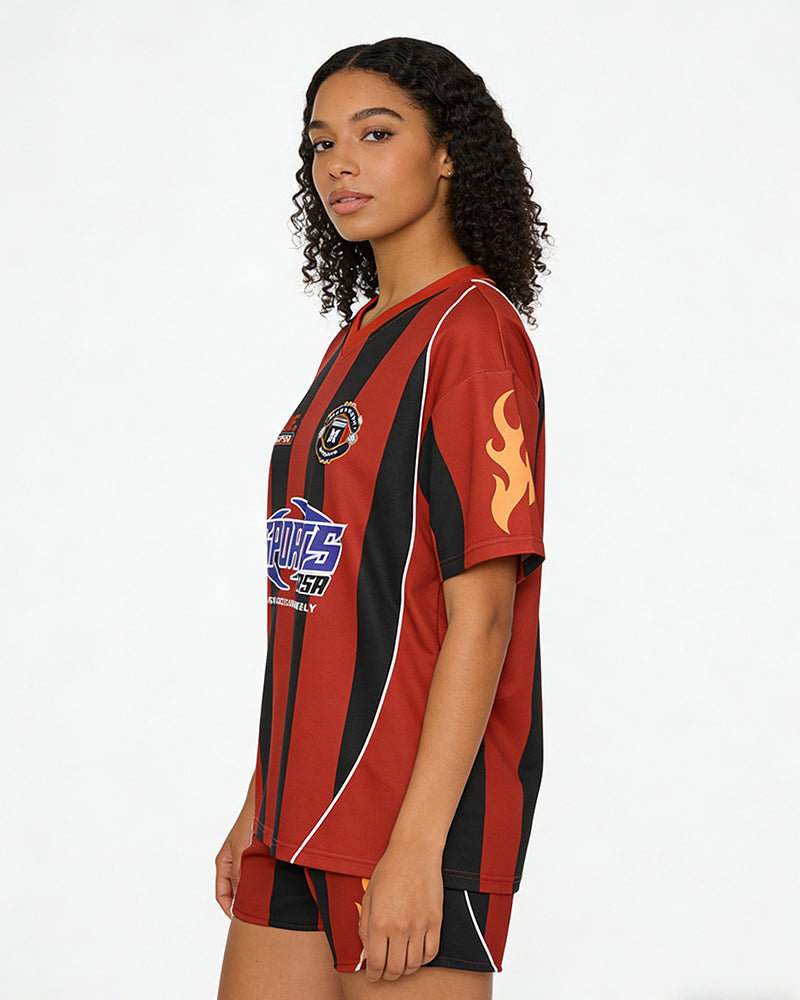 Sporty Striped Short Sleeve