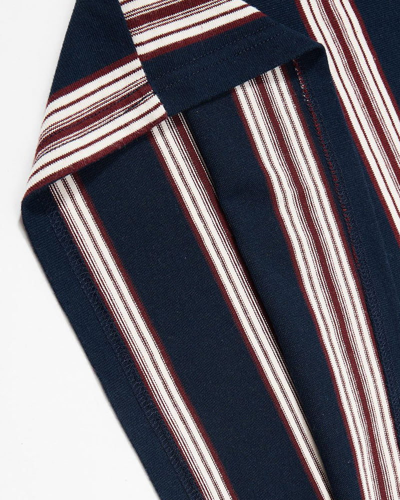 Color-blocked striped short-sleeved shirt
