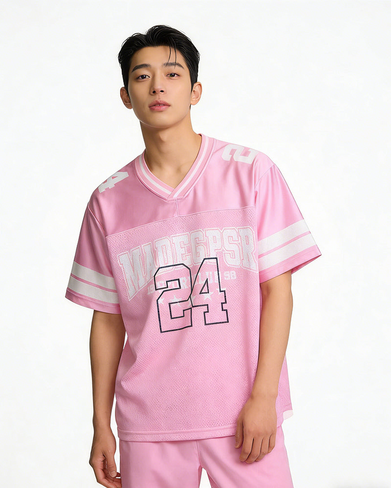 Spliced printed short sleeves