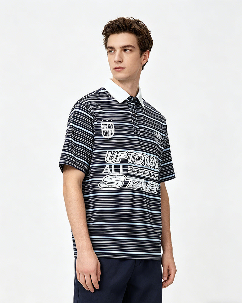 Retro striped short-sleeved shirt