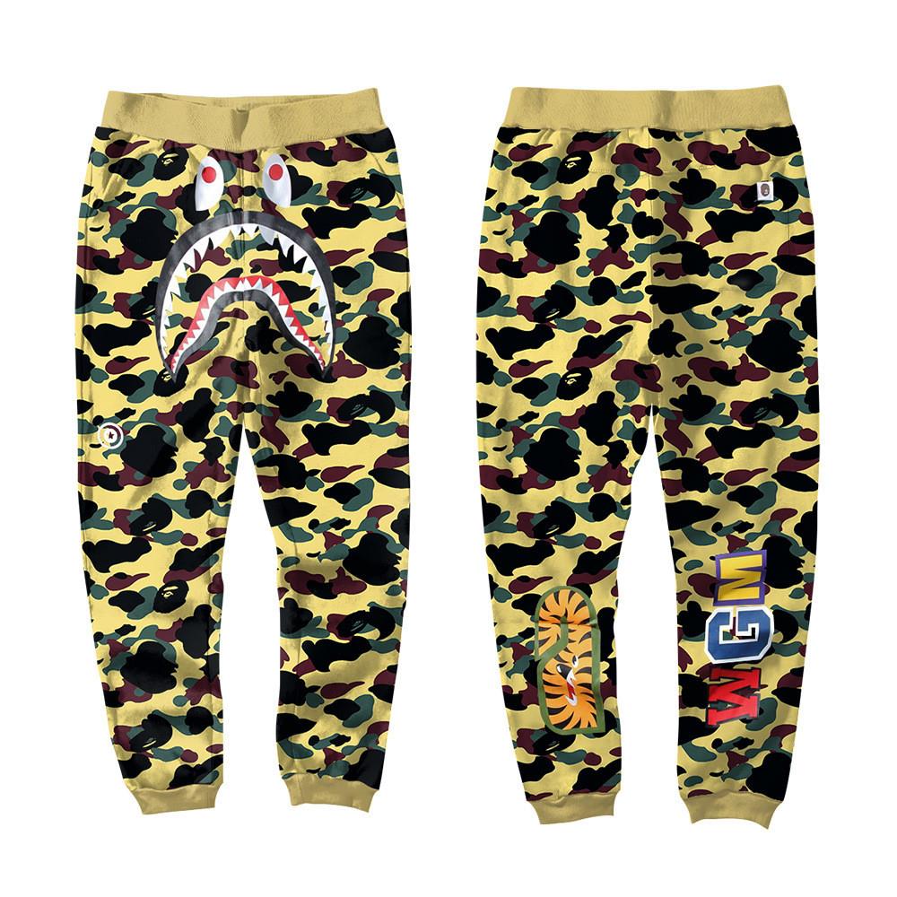 BAPE Yellow Camo Shark Sweatpants – Classic Streetwear Joggers
