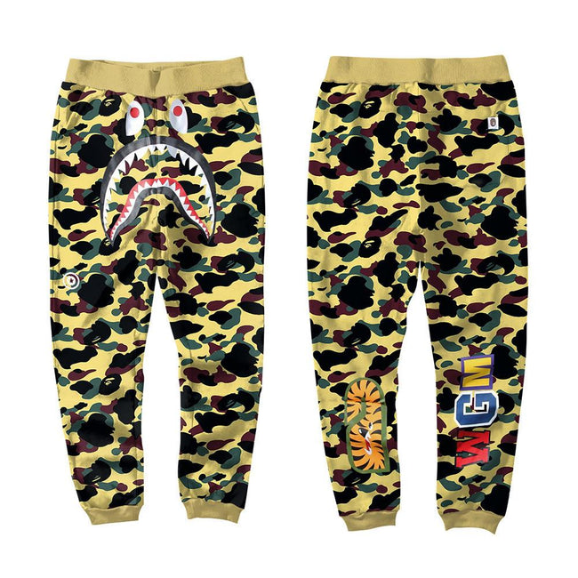 BAPE Yellow Camo Shark Sweatpants – Classic Streetwear Joggers Hover Image