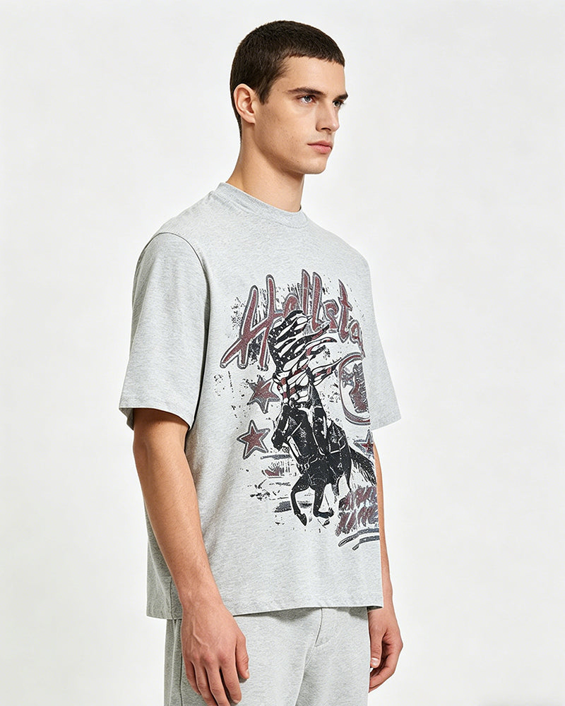 Retro distressed short-sleeved shirt