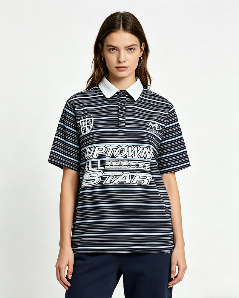 Retro striped short-sleeved shirt