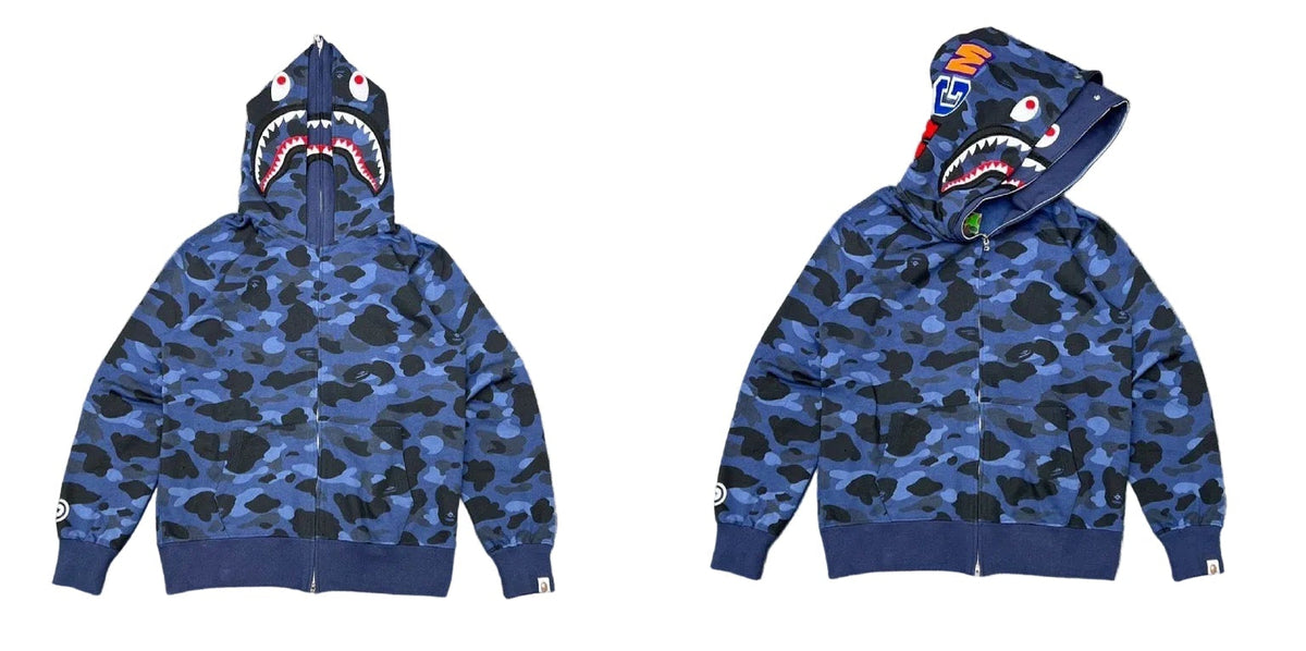 BAPE Shark Camo Full Zip Hoodie Blue Camo