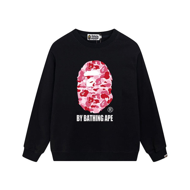 BAPE Pink Camo Ape Head Crewneck Sweatshirt Black Hover Image