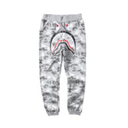 BAPE Silver Grey Camo Shark Face Graphic Jogger Pants Unisex Streetwear Sweatpants