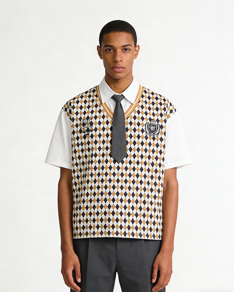 Faux Two-Piece Tie Short Sleeve