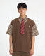 Faux two-piece spliced short-sleeved shirt