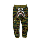 BAPE Army Green Camo Shark Face Graphic Jogger Pants Unisex Streetwear Sweatpants
