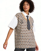 Faux Two-Piece Tie Short Sleeve