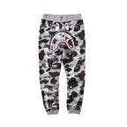 BAPE Black Grey Camo Shark Face Graphic Jogger Pants Unisex Streetwear Sweatpants