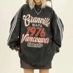 Retro distressed round neck sweatshirt