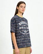 Distressed striped short-sleeved shirt