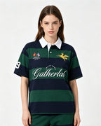 Embroidered Stripe Polo Shirt
