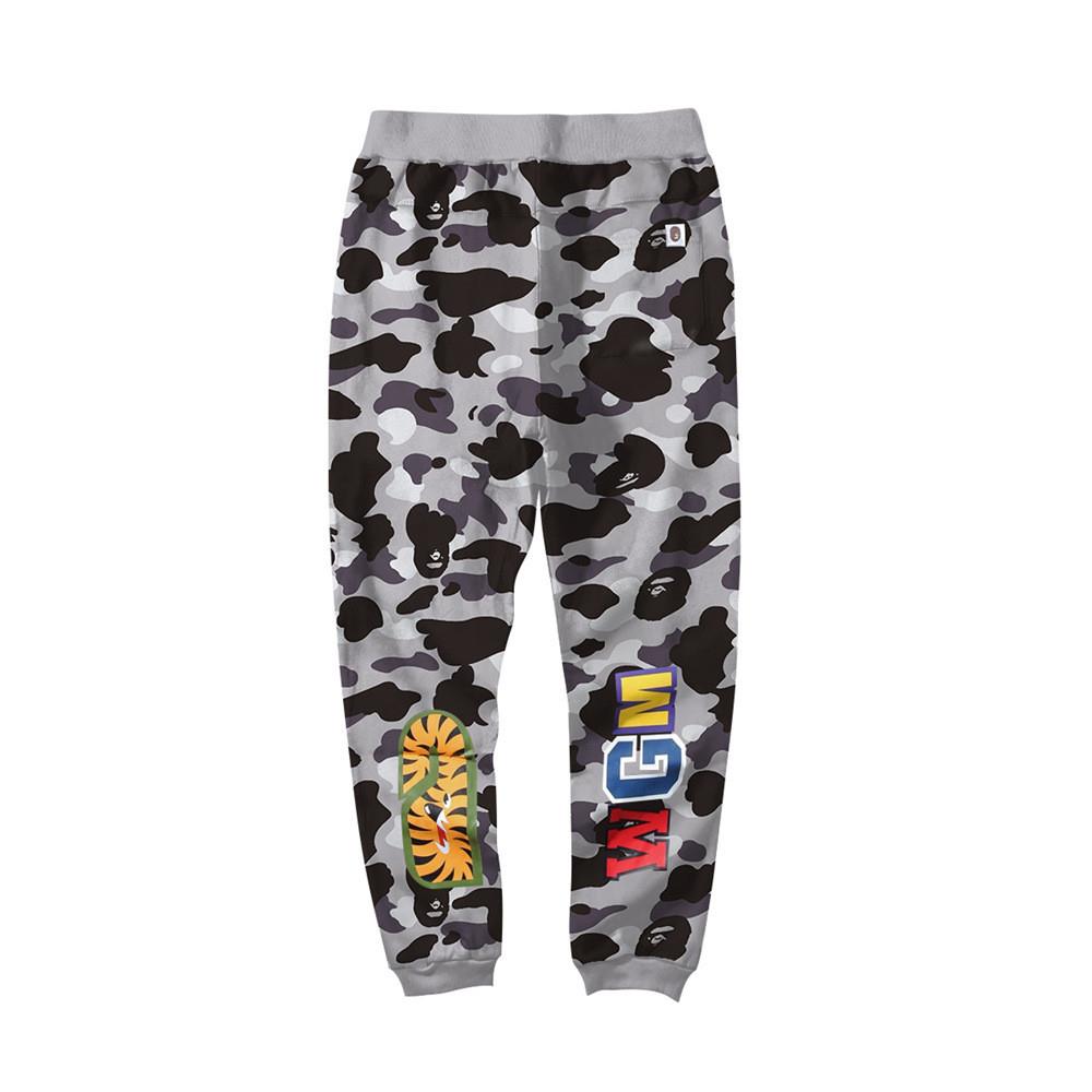 BAPE Black Grey Camo Shark Face Graphic Jogger Pants Unisex Streetwear Sweatpants