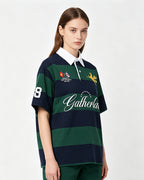 Embroidered Stripe Polo Shirt