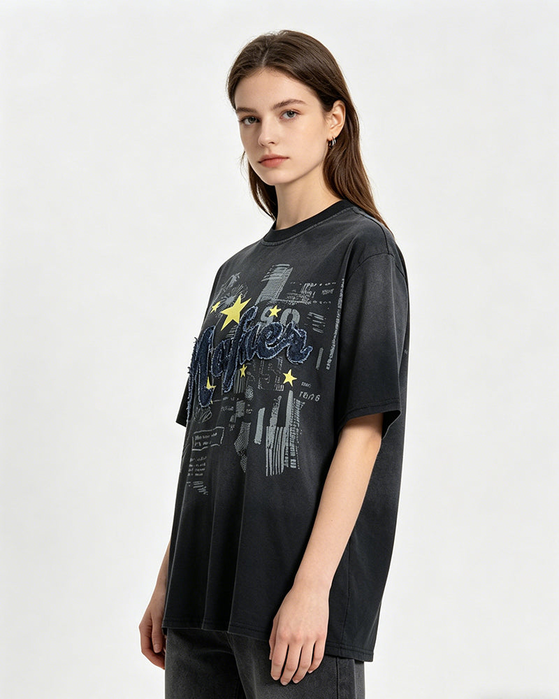 Casual Embroidered Sports Short-Sleeve