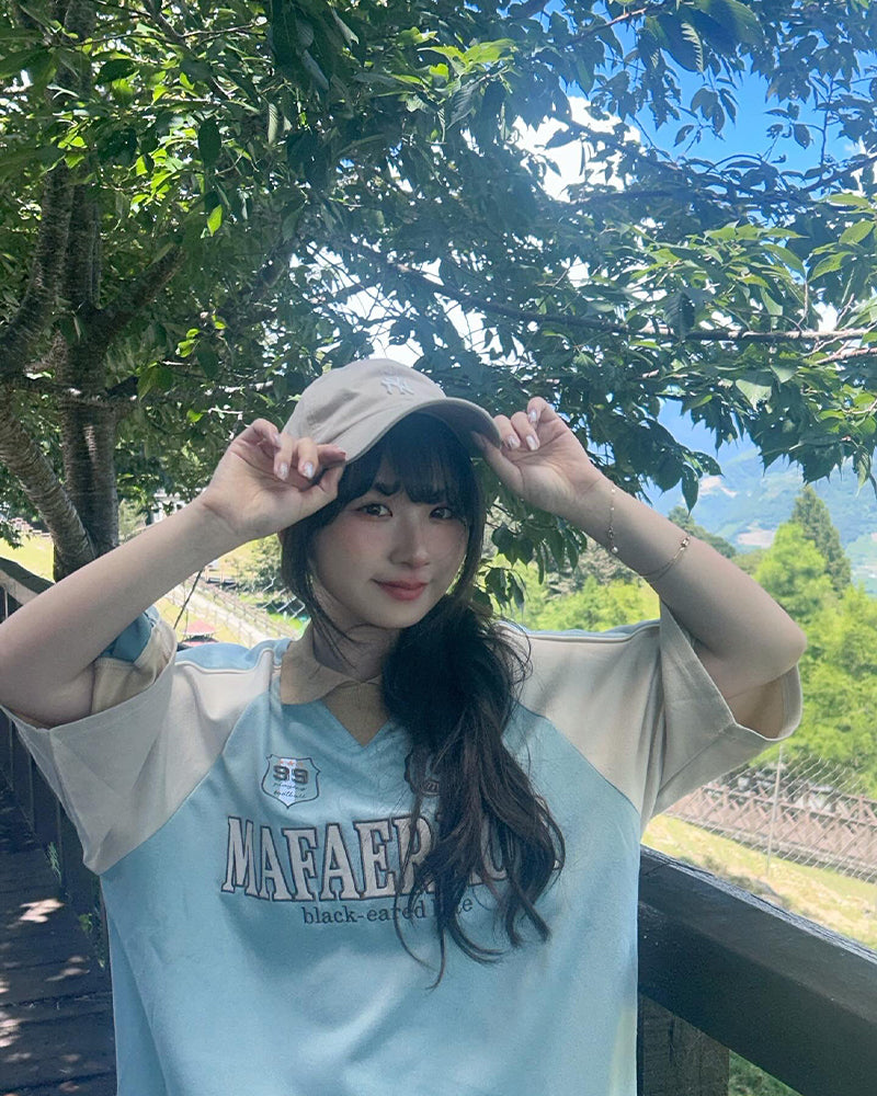 American retro raglan short sleeves