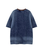 Appliqué Embroidered Denim Short-Sleeve T-Shirt