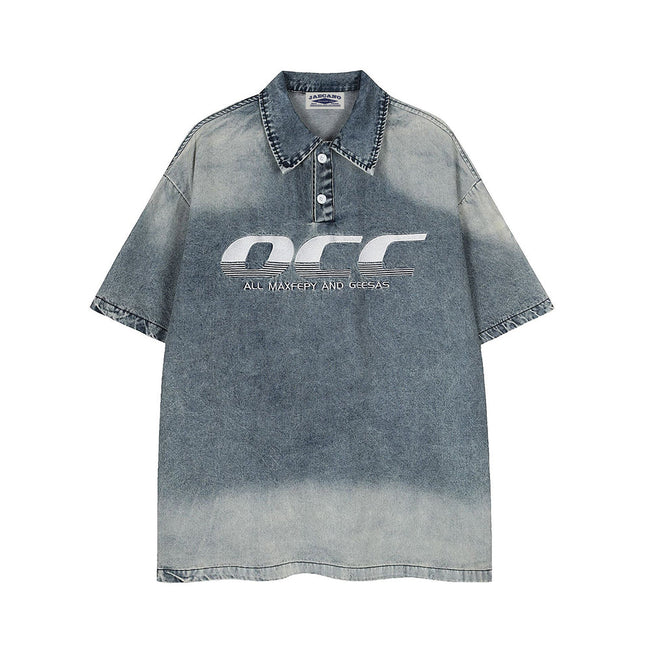 Vintage loose denim short sleeves Hover Image