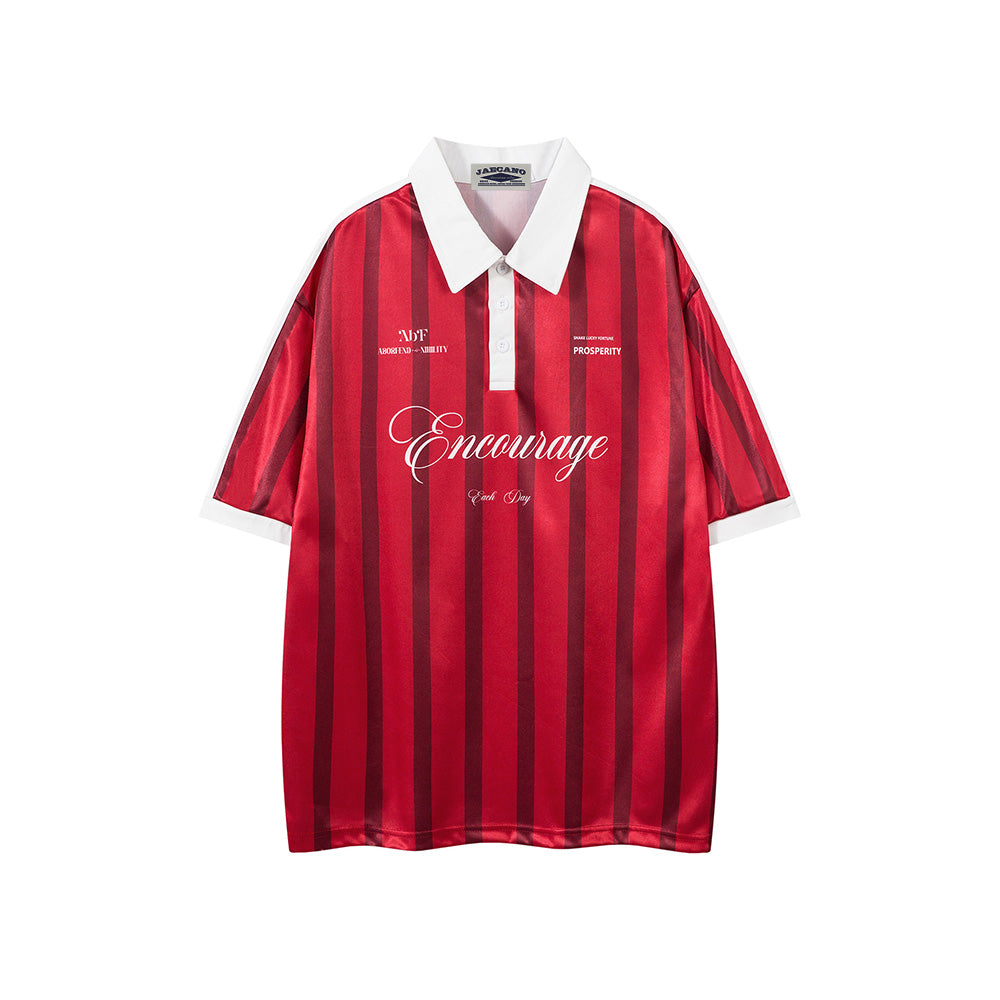 Retro contrast striped short sleeves