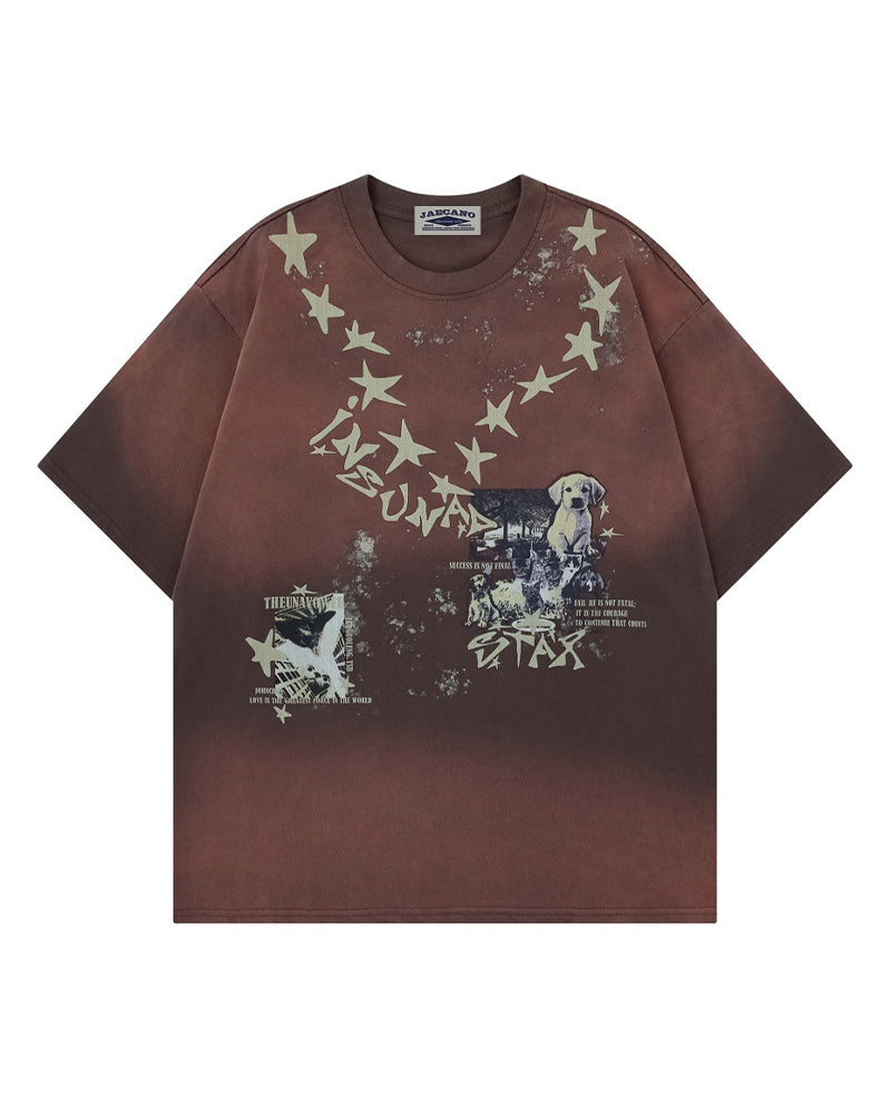 Distressed casual short-sleeved shirt