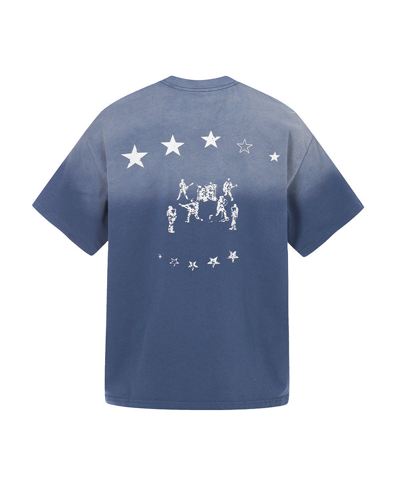 Spray-painted tie-dye T-shirt