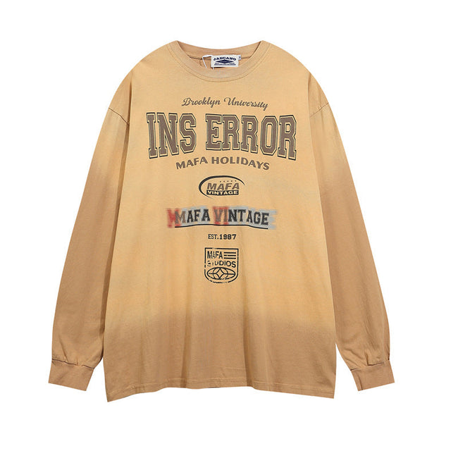 Retro distressed round neck printed sweatshirt Hover Image