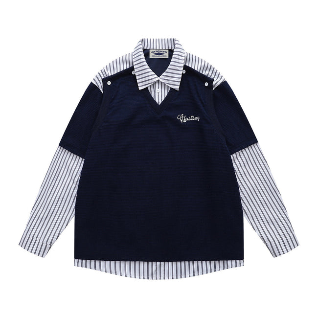 Fake two-piece polo sweatshirt Hover Image